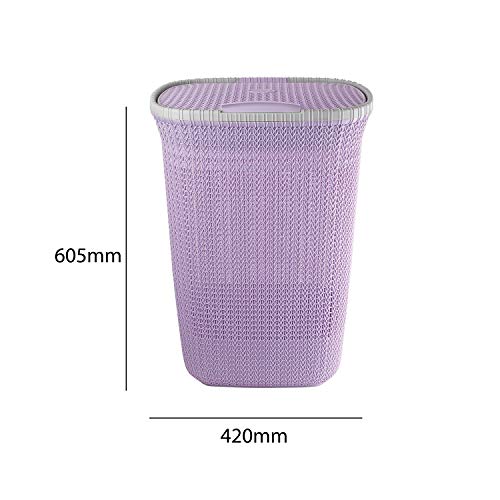 Cello Creta Laundry Bag/Basket with lid, Violet, 50 Ltrs. - Image 7