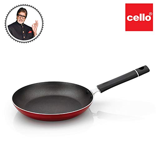 Cello Non Stick Induction Base Aluminium Taper Pan, Red - Image 2