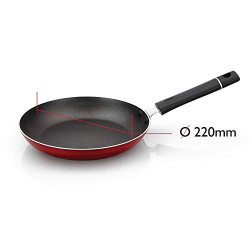 Cello Non Stick Induction Base Aluminium Taper Pan, Red - Image 3