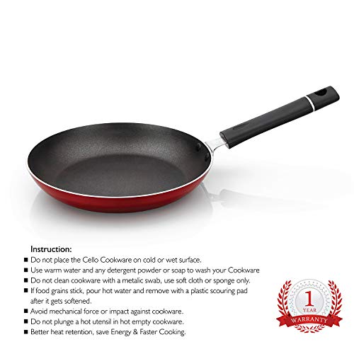 Cello Non Stick Induction Base Aluminium Taper Pan, Red - Image 4