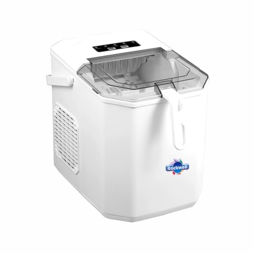 Rockwell IM12WP Countertop Ice Maker Machine|9 Bullet Ice Cubes in 8-10 Minutes| 1 year warranty| Portable Ice Maker Machine with Self-Cleaning for Home/Kitchen/Office/Party – White