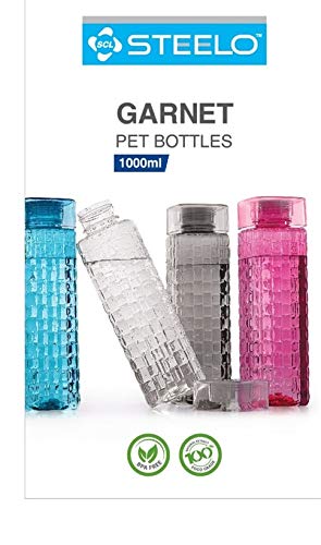 Steelo Garnet Pet Plastic Water Bottle, 1 L, Set of 4, Multicolour - Image 3