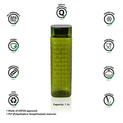 Steelo Garnet Pet Plastic Water Bottle, 1 L, Set of 4, Multicolour - Image 4