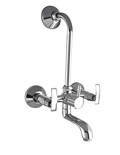 10X Brass Wall Mixer 2 in 1 for Bathroom WM-71143 with Provision for Overhead Shower with Long Bend Pipe Chrome Finish