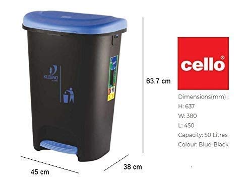 Cello Plastic Step-On Pedal Garbage Dustbin (50 L, red/red) - Image 6