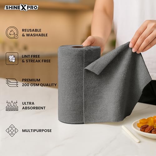 ShineXPro Microfiber Cleaning Cloth Roll