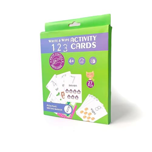 Adora Reusable Wipe and Clean Card Book Activity : Write and Practice Number 1-100 | Includes Marker & 27 Pcs Cards