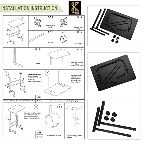 KYZEN Height Adjustable Multipurpose Table