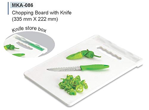 Crystal Plastic Chopping Board with Knife, Standard, Multicolor - Image 2