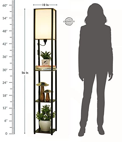 Crosscut Furniture Tower Floor Lamp with Shelf (Cotton White, led) - Image 5