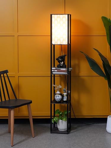 Crosscut Furniture Tower Floor Lamp with Printed Shade (Happy Hills) - Image 2