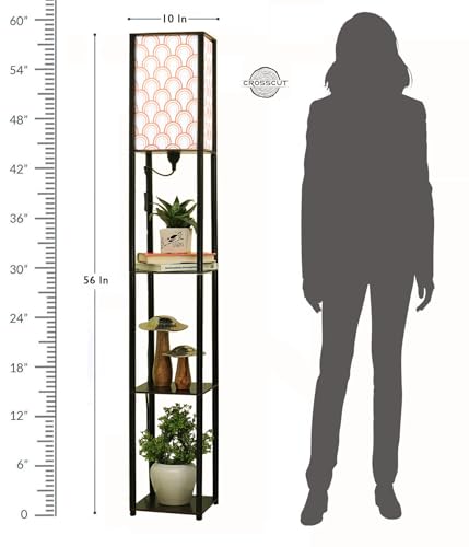 Crosscut Furniture Tower Floor Lamp with Printed Shade (Happy Hills) - Image 4
