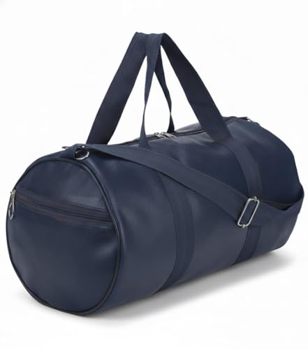 Gym Bag 20L Leather Trendy & Classic Duffle Bag for Men & Women Leather Bag with Shoulder Strap Sports Bag Yoga & Travel Bag for Boys & Girls Duffle Bag & Travelling Bag Outdoor (Blue)
