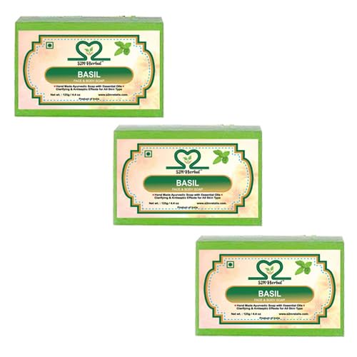 Basil Face & Body Handmade Soap 125 gm (Pack of 3) (3 x 125 g)