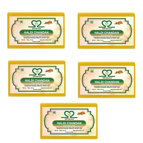 Haldi Chandan Face & Body Handmade Soap 125 gm (Pack of 5) (5 x 125 g)