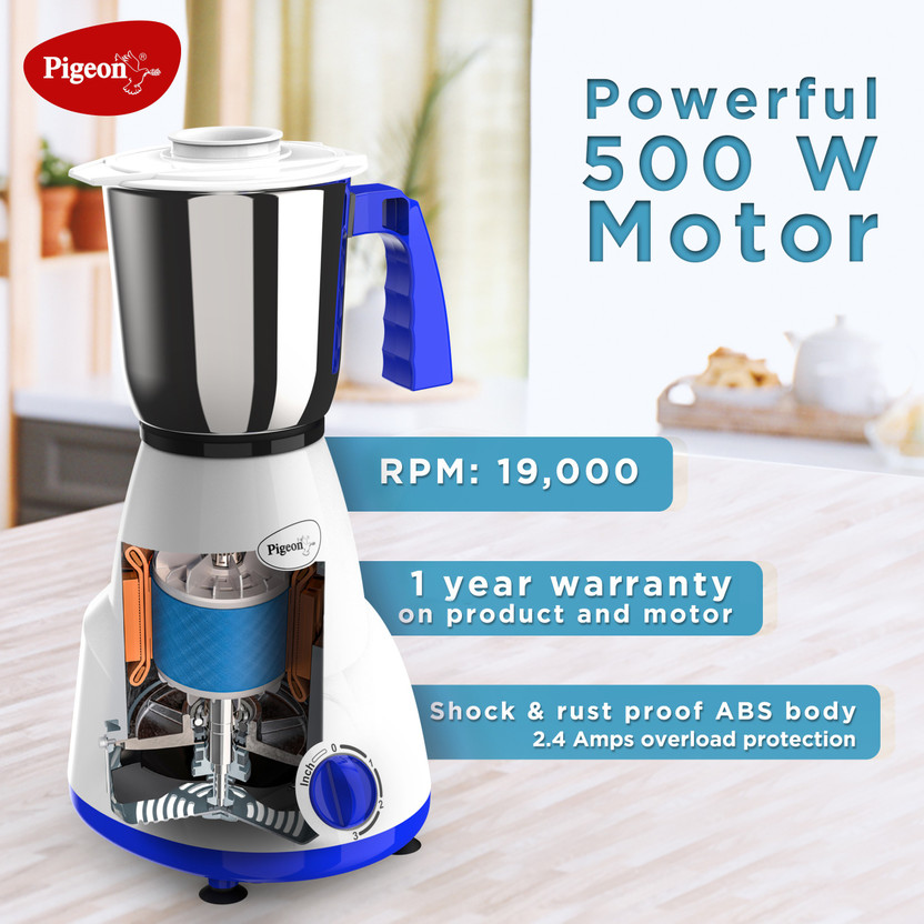 Pigeon 12485-M 500 W Mixer Grinder (Gusto | 3 Jars | White) - Image 3