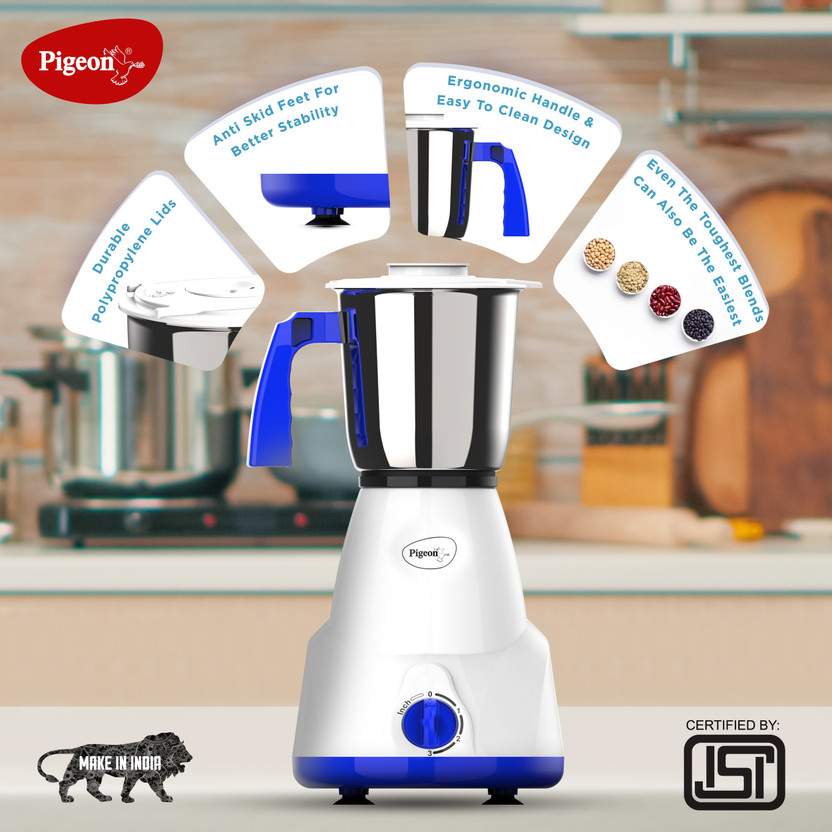 Pigeon 12485-M 500 W Mixer Grinder (Gusto | 3 Jars | White) - Image 4