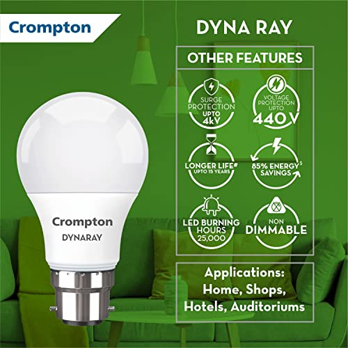 Crompton Dyna Ray 5W Round B22 LED Cool Day Light Pack of 6 - Image 2
