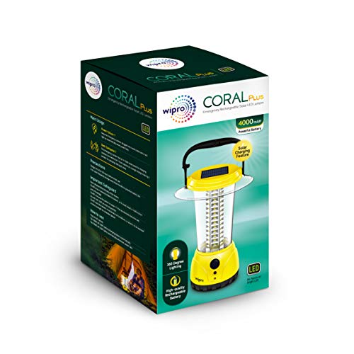 Wipro Coral Plus Rechargeable Solar LED Lantern (Pack of 1, Yellow) - Image 4