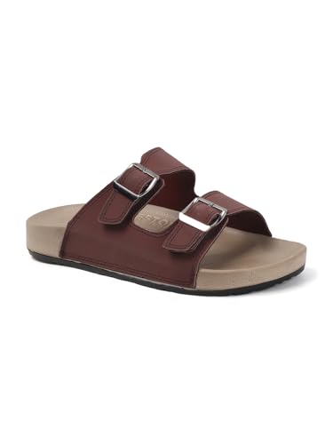 Sukun mens Sukun Slb_10 Men’s Stylish Dual-strap Buckle Sandals Sandal