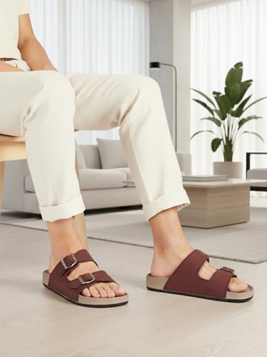 Sukun mens Sukun Slb_10 Men’s Stylish Dual-strap Buckle Sandals Sandal - Image 2