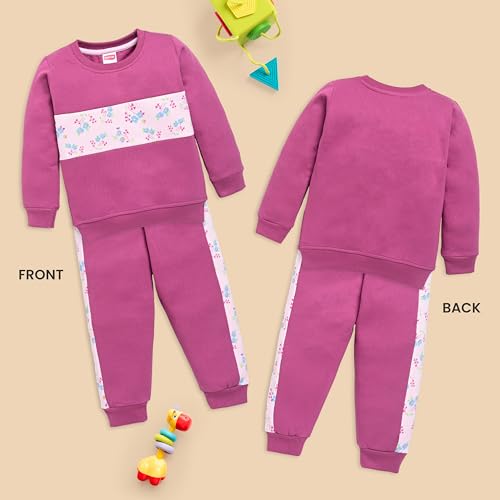 LuvLap Baby Girls Full Sleeve Sweatshirt & Pyjama Set - Image 2