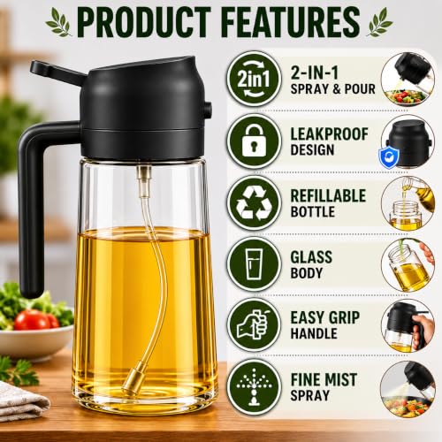 2-in-1 500ml Glass Oil Dispenser