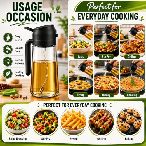 2-in-1 500ml Glass Oil Dispenser