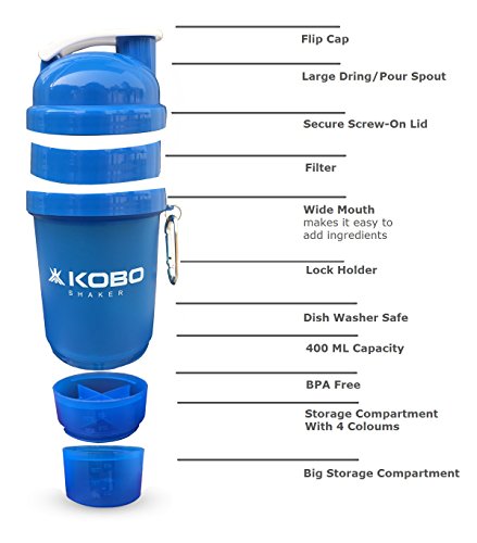 Kobo Shaker Sipper Bottle 400 ml with 2 Compartment (Imported) - Image 4