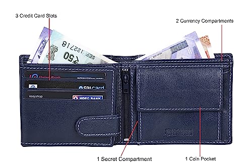 URBAN FOREST Oliver Aniline Blue Leather Wallet for Men - Image 3
