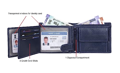 URBAN FOREST Oliver Aniline Blue Leather Wallet for Men - Image 4