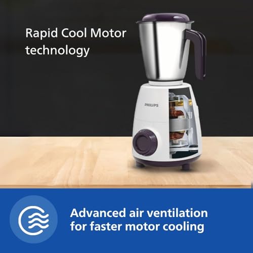 PHILIPS HL7505 500W Mixer Grinder (White and Purple) - Image 4