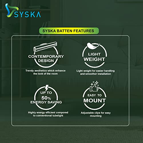 SYSKA SQ2001-20W-SLM 20Watt Slim T5 LED Tubelight (Pack of 3, White) - Image 2