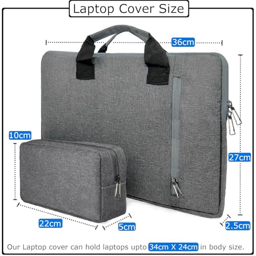Laptop Sleeve for 14 inch Laptop, Set of 2 Grey Fabric Sleeves (14) - Image 3