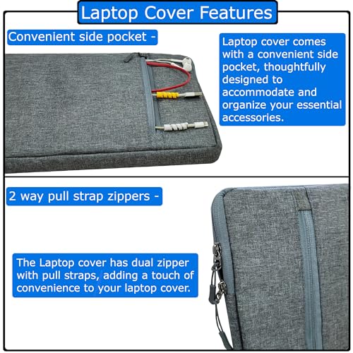 Laptop Sleeve for 14 inch Laptop, Set of 2 Grey Fabric Sleeves (14) - Image 4