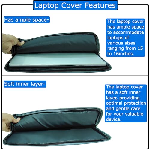 Laptop Sleeve for 14 inch Laptop, Set of 2 Grey Fabric Sleeves (14) - Image 5