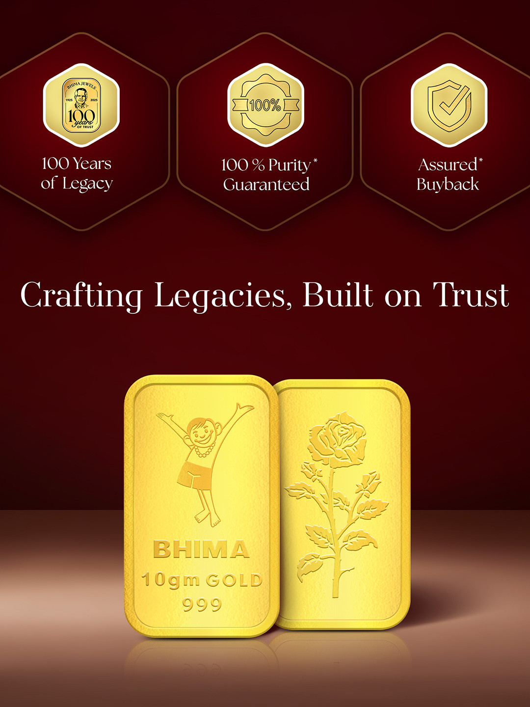 BHIMA Floral 24K 999 Purity Gold Bar 10 gram - Image 7