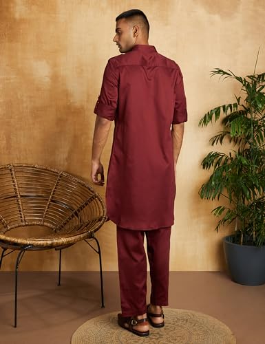 Amazon Brand - Symbol Men's Cotton Solid Kurta Pyjama Set - Image 2