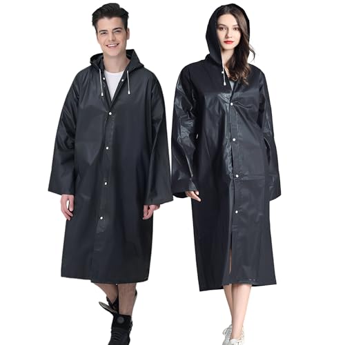 Cosowe Men's and Women's Solid Poncho (Raincoat_Black_Free Size)