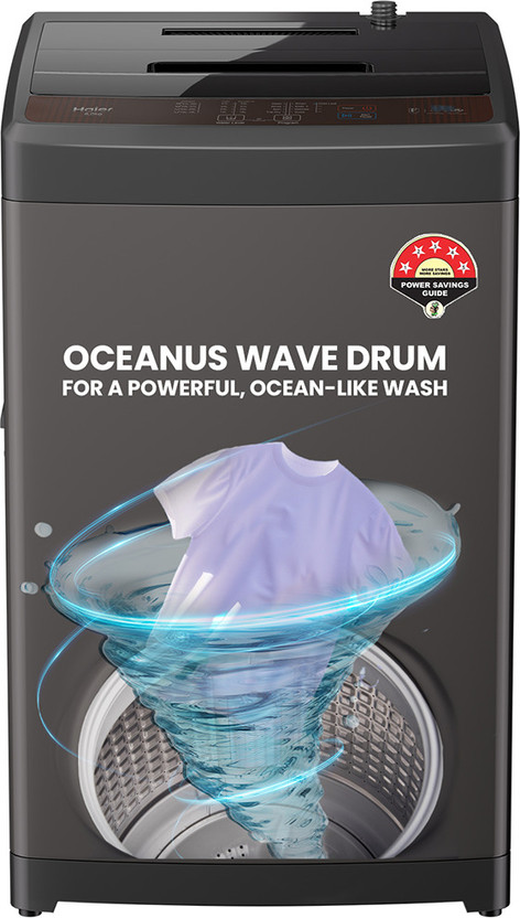 Haier 8 kg With Ultra Fresh Air Technology, Oceanus Wave Steel Dr...more