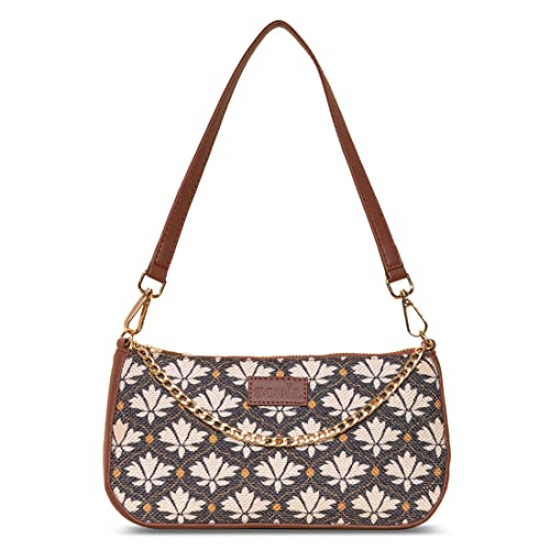 ZOUK Baguette Bag | Crossbody Bags for Women | Women's Handbags | Stylish Sling Bag for Woman | Vegan Leather Evening Bag | Travel & Office Use | Purse and Wallet | Bidri Kaiser Print