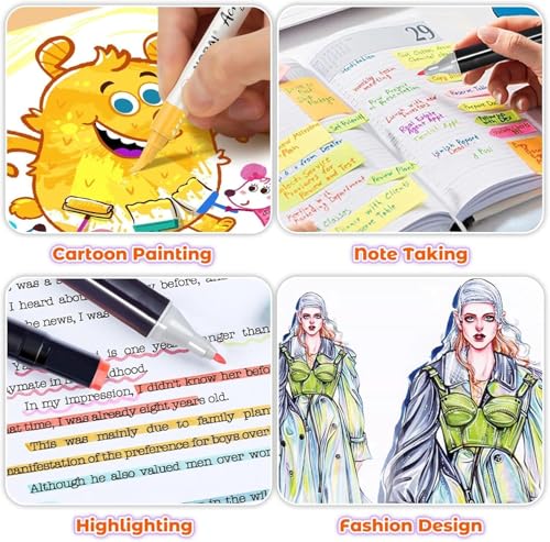 Corslet 30 Pcs Dual Tip Alcohol Markers Set Broad and Fine Colour Pens & Sketch Pen Set for Kids & Artists | Art Supplies for Drawing | Colours Set with Bag | Sketch Colour Markers for Art (Pack of 2) - Image 6