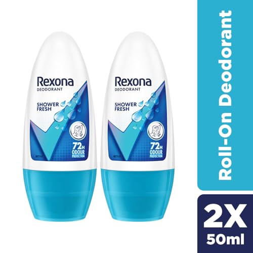 Rexona for Female Shower Fresh Underarm Roll On Deodorant + Antiperspirant With Glycerine, Removes Odour, Even Skin Tone,Keeps Skin Fresh & Clean, Alcohol Free, 50 Ml (Pack Of 2) - Image 2
