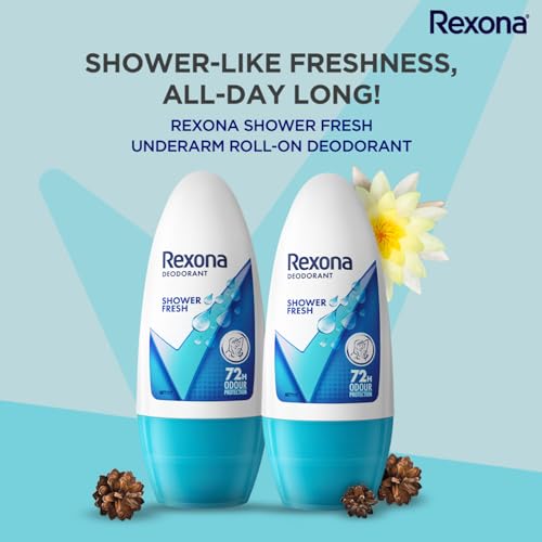 Rexona for Female Shower Fresh Underarm Roll On Deodorant + Antiperspirant With Glycerine, Removes Odour, Even Skin Tone,Keeps Skin Fresh & Clean, Alcohol Free, 50 Ml (Pack Of 2) - Image 5