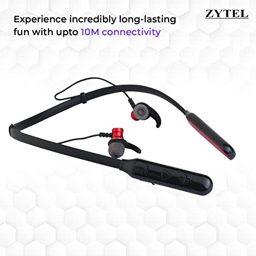 Krisons Zytel-MB12 Neck Band 10mm Driver | Battery Life 40 Hours | with Micro USB Charge | IPX4 Water Resistant | with Mic | Deep Bass | RED Black - Image 5