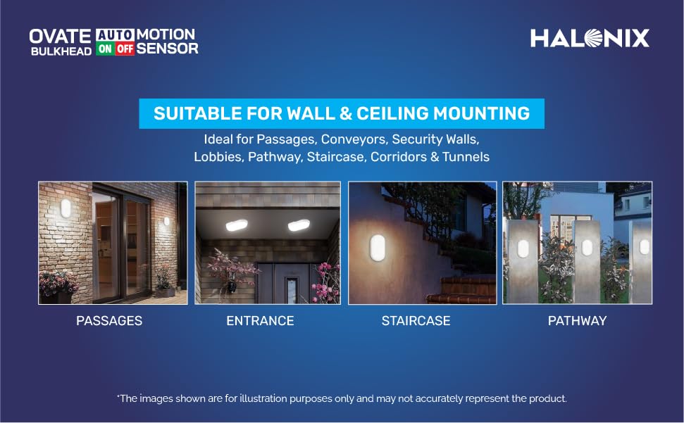 Halonix 10W Motion Sensor Bulkhead | Auto On-Off Outdoor Light | IP65 Waterproof Porch Light for Garden Bathroom (Cool White, Pack of 1) - Image 6