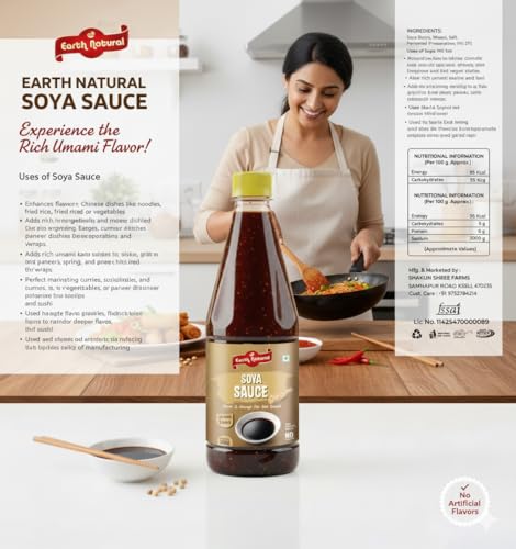 Earth Natural Soya Sauce 700g – Rich Umami Flavour, Ideal for Chinese Cooking, Stir-Fry, Fried Rice, Noodles, Momos, Dips & Marination - Image 6