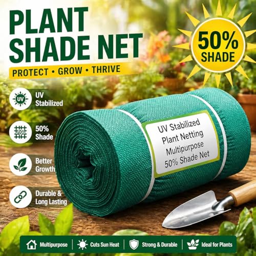 Bindian Green Shade Net, 50% UV Sun Protection, for Terrace, Garden, Green House, Balcony, & Gardening Multipurpose Agro Netting (5x6 Feet) - Image 2
