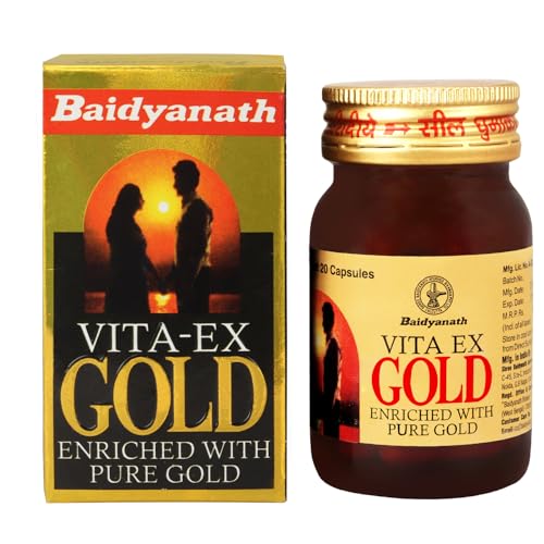 Baidyanath Ayurved Vita Ex Gold - 20 Capsules I Enriched with Gold, Shudh Shilajeet, Kesar, Ashwagandha, and 15 other Natural Herbs