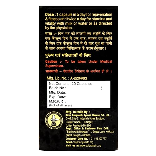 Baidyanath Ayurved Vita Ex Gold - 20 Capsules I Enriched with Gold, Shudh Shilajeet, Kesar, Ashwagandha, and 15 other Natural Herbs - Image 2
